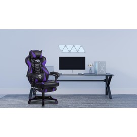 Vonesse Gaming Chair for Adults,Computer Chair with High Back,Big and Tall Gaming Chairs with Footrest and Massage,Reclining Gamer Chair(Purple/Black)