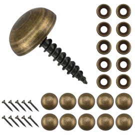 Aifeier ET 10Pcs Pure Brass Decorative Screws with Caps, Mirror Fixing Upholstery Cover Thumb Tacks Self-Tapping Screws for Wall Hangings Eyeglasses Wood Handcrafted Fasteners Hardware (15mm, Bronze)