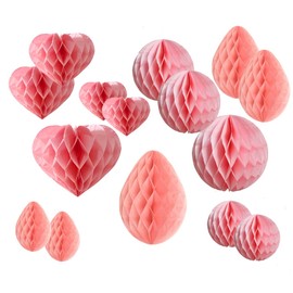 Party Decorations Hanging Paper 15pcs Honeycomb Balls for Nursery, Baby Shower, Birthday, Wedding，Christmas， Graduation (15 Pieces Light Pink Set)