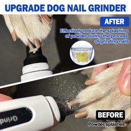 Dog Nail Grinder - Quiet Grinder with LED Light & 5 Speed, Dog Nail Trimmer with 3 Replacement Heads & Anti-Splash Sponge for Small Medium Large Dogs, Rechargeable Clipper for Pet Claw Easy Grooming