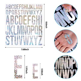 12 Sheets Alphabet Stickers, Self Adhesive Vinyl Letter Stickers Aesthetic, Waterproof Letter Sticker for Water Bottles, Door, Car, Scrapbooking, Poster, Cup(Silver)