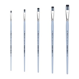 XDT#262 Bright Artist Paint Brush 5 Piece Set Medium Stiff Nylon Hair Extra Long Handle #2#4#6#8#10, Acrylic Oil Watercolor