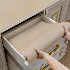 Shinlendid Shelf and Drawer Liner for Kitchen Cabinets Non-Adhesive, Strong Grip Non-Slip Thickened Cabinet Liners for Shelves, Waterproof Mats for Dresser Cupboard, Khaki, 23 in x 20 Feet