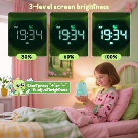 Kids Alarm Clock, Ok to Wake Clock for Kids, Toddlers Night Light Clock for Bedroom, Dinosaur Alarm Clock with Sleep Training and Sound Machine, Birthday Gift for Boys Girls Children