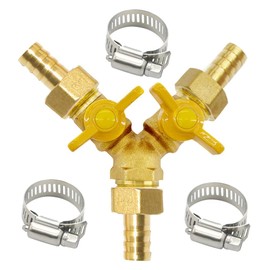 BesNPT Brass 3 Way Shut Off Valve 3/8" Hose Barb Fitting Y Shaped Ball Valve,Split Design Thread Connect 2 Switch Valve for Water Fuel Air