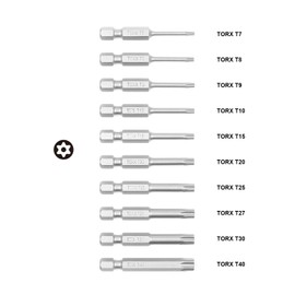 Protorq TORX Tamper Resistant Bits - Security TORX & Star Bits (T7-T40), 50mm, 10-Piece Set, High Grade S2 Steel