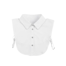 Eyibenlilan Women's Detachable Dickey Collar with Pearl Embellishment, Fake Collar Shirt Stylish Pointed Collar Half Shirt Accessory for Layered Look(White)
