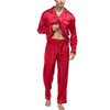 SWOMOG Mens Silk Satin Pajamas Set Long Sleeve Sleepwear Button-Down