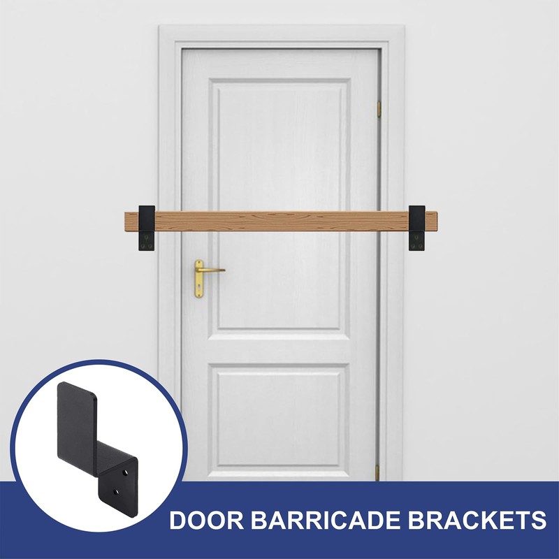 VANROUG 2x4 Door Barricade Brackets Z-Shape Black Security Door Lock
