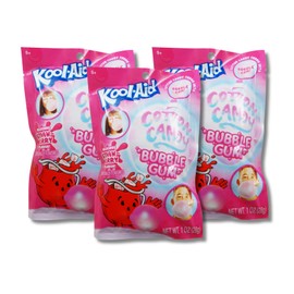 Kool-Aid Cotton Candy Bubble Gum - Pack of 3 - Strawberry - 1 oz. Bags
