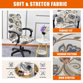 CRFATOP Stretch Computer Office Chair Cover with Durable Zipper Universal Rotating Chair Desk Chair Cover Simplism Style High Back Chair Slipcover for Desk Computer Chair,L,A01