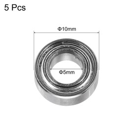 sourcing map 5Pcs SMR105ZZ Stainless Steel Ball Bearing 5mm x 10mm x 4mm Double Shielded Bearings (ABEC3)
