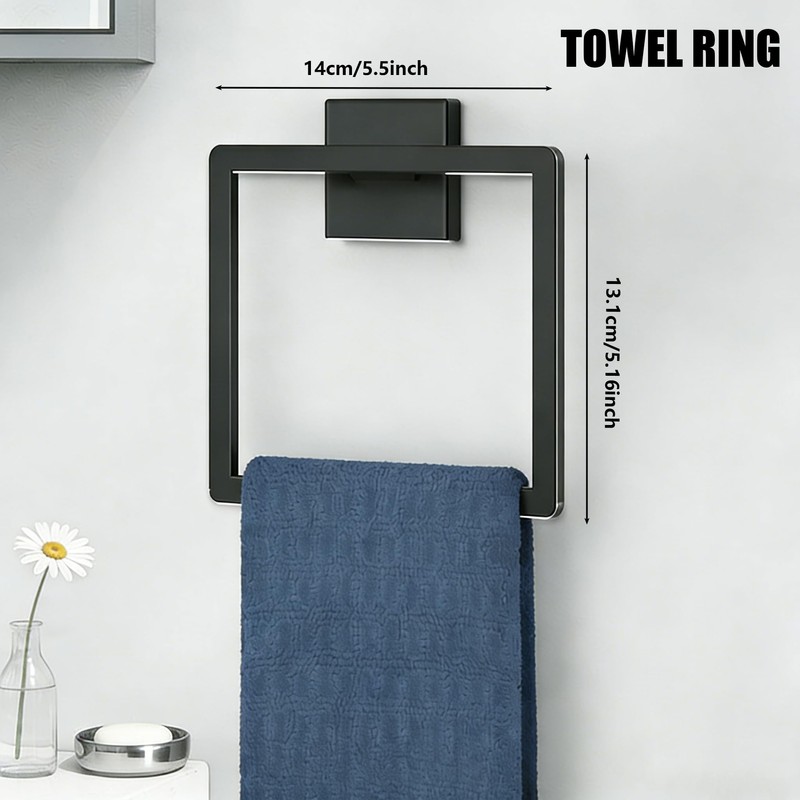 5-Pieces Matte Black Bathroom Hardware Accessories Set,SUS304 Stainless Steel Wall