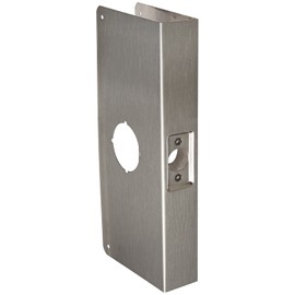 Don-Jo 12-CW-S Stainless Steel Wrap-Around Plate, 5-1/8" x 12", For Cylinder Door Lock with 2-1/8" Hole, 2-3/4" Backset, Satin Stainless Steel Finish