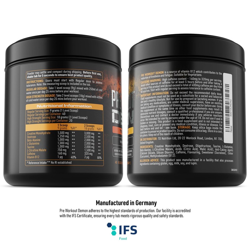 Pre Workout Demon - Advanced Pre-Workout Energy Powder with Creatine,