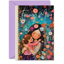 Mum Birthday Card - Vibrant Flowers - Beautiful Happy Birthday Card for Mum from Daughter Son, 5x7 Inch Floral Bday Mothers Day Greeting Cards