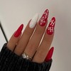Christmas Press on Nails Long Almond Artificial Acrylic Fake Nails