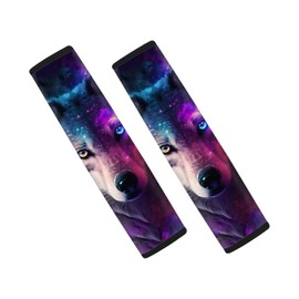 Showudesigns Galaxy Wolf Car Seat Belt Cover Pad Universal Fit Auto, Truck, SUV, Airplane Soft Car Seatbelt Strap Shoulder Pad for Adults Kids Neck Cushion Protector Purple Star Space