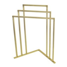Kingston Brass SCC8277 Edenscape L-Shaped Freestanding 3-Tier Steel Corner -Towel Rack, Brushed Brass
