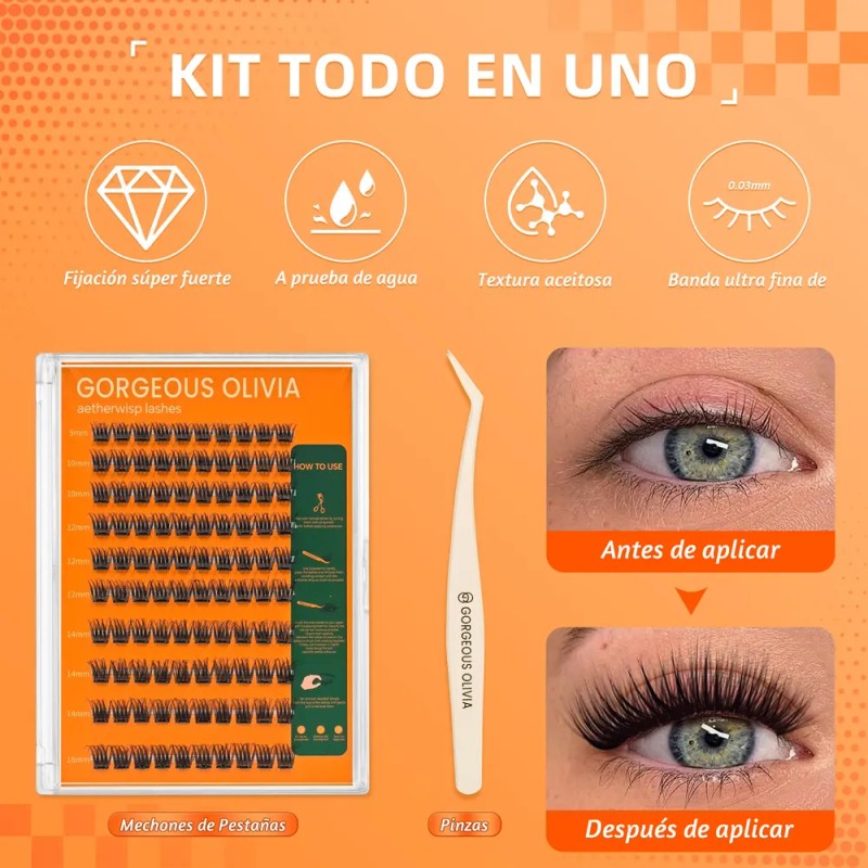 88 Piezas Pestañas Adhesivas Con Cinta Autoadhesiva