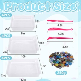 14 Pcs Square Stepping Stone Mold Kit, Includes Concrete Mold Mosaic Tiles and Carving Tools, 3 Size Garden DIY Stone Molds for Outdoor Walkways Pavement Decoration (No Concrete Mix)