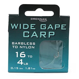 Drennan Hooks to Nylon Wide Gape Carp Barbless