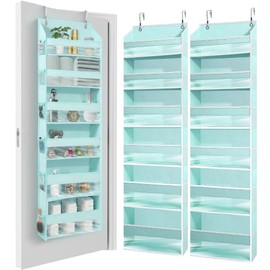 HOMELUX THEORY UPGRADED Over The Door Organizer Hanging - 100D EXTRA THICK & 50lbs HUGE CAPACITY 6 Large Front & 12 Side Pockets, Over The Door Shoe Organizer, Hanging Closet Organizer (Baby Blue 2pc)