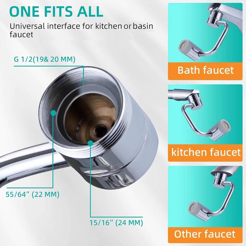 Universal Aireador de Grifo Cocina Giratorio a 1080° con 2