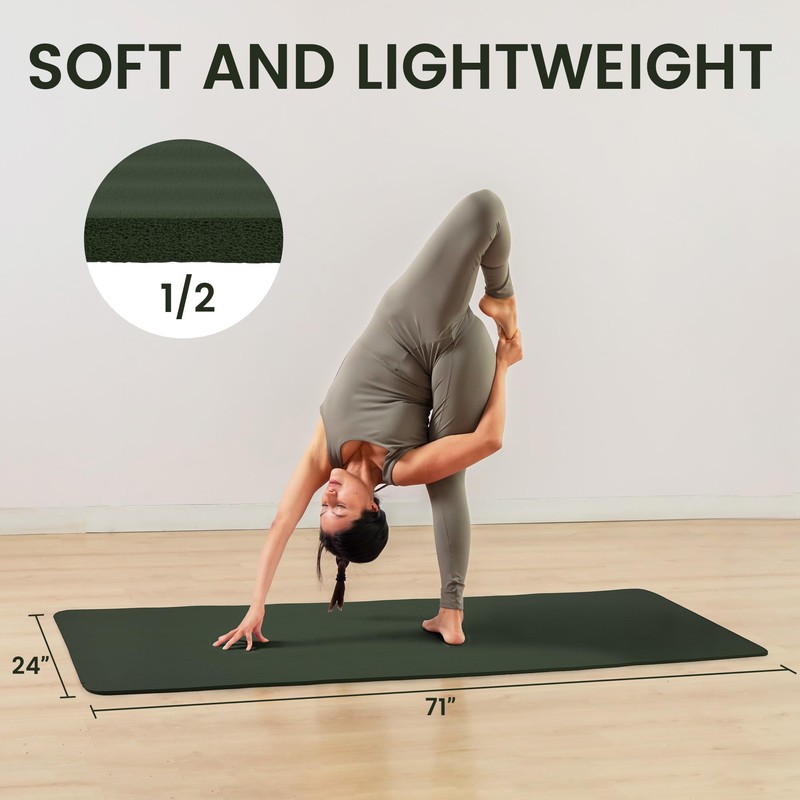 Fitvids Yoga Mat, 1/2-Inch Extra Thick High Density Exercise Mat,