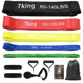 Tking Pull Up Bands Set, 5 Levels Resistance Bands Pull Up for Powerlifting, Muscle Building, Home Gym Workout, Yoga, Stretch Mobility, Pull Up Assistance Bands