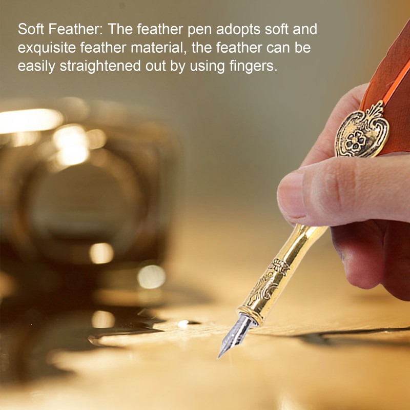 Feather Pen Exquisite Vintage Elegant Stainless Steel Smoothly Writing Wear