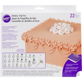 Wilton Deluxe Piping Tips Set 22 Pieces Stainless Steel Silver Purple White Piping Tips