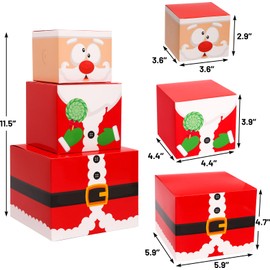 WorldBazaar Christmas Nesting Box for Gift Christmas Stackable Small Squre Gift Box 12 Pcs Xmas Decorative Stacking Gift Boxes with Lids Holiday Winter Party Decor Supplies
