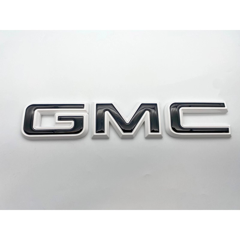 Auto Front & Rear GMC White Black OVERLAY Emblem Badge