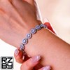 Luxury Platinum-Plated Crystal Zirconia Tennis Bracelet, Razzberry Designer Jewellery, 19cm,
