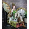 Ebros Gift Steampunk Aviator Fairy Sitting On Suitcases Figurine 9"H