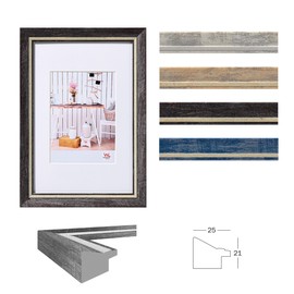 walther Design Picture Frame Black 18 x 24 cm with PassepArtout, Chalet Design Frame EL824B