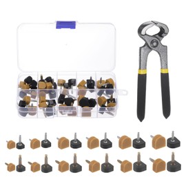 QUARKZMAN 24 Pairs High Heel Replacement Tips 2.4/3.0 mm Nail Diameter 6 Size (8-12 mm) U Shape with 6 Inch Stiletto Removal Pliers for Women Shoe Heel Repair, black