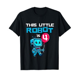 Kids 4 Year Old Robot Birthday Robotic 4th Robot Science Boy T-Shirt