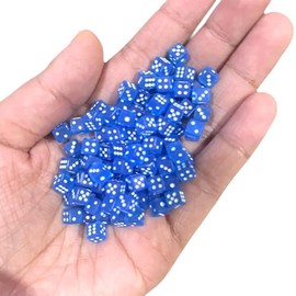 100PCS Small Transparent Blue dice Assorted 1/5" 5mm D6 Mini Dice Game Dot Square Dice Set