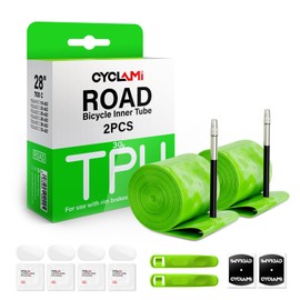 2-Pack CYCLAMI TPU Inner Tube 700C x 18-32C /32-47C for All Road and Gravel Bike Tire with 45mm/65mm/85mm Presta Valves Lightweight (Include Bike Tube Patch Repair Kit) (700c X 18-32C (65mm Valve))