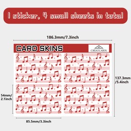 CREATCABIN 4Pcs Credit Card Skin Debit Card Sticker Music Note Personalizing Card Decor Waterproof Removable Bank Card Protecting Rfid Blocking Sticker for Credit Card Holders 3.3x2.1in