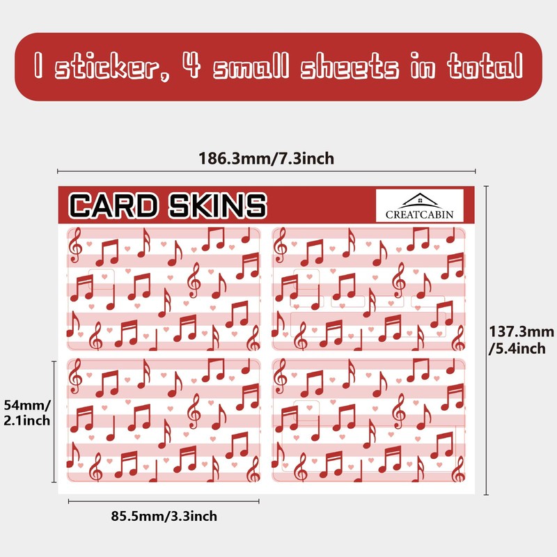 CREATCABIN 4Pcs Credit Card Skin Debit Card Sticker Music Note