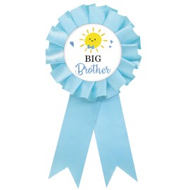 Sunshine Big Brother Tinplate Badge Pin, Brother to Be Pin for for Boy, Birthday Boy Button Pin, Blue Rosette Happy Birthday Button for Boy Celebration, Boho Sunshine Theme Baby Shower/Newborn Baby Party Favors