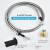 Shower Hose, 2m Stainless Steel Long Shower Pipe, Replacement Shower