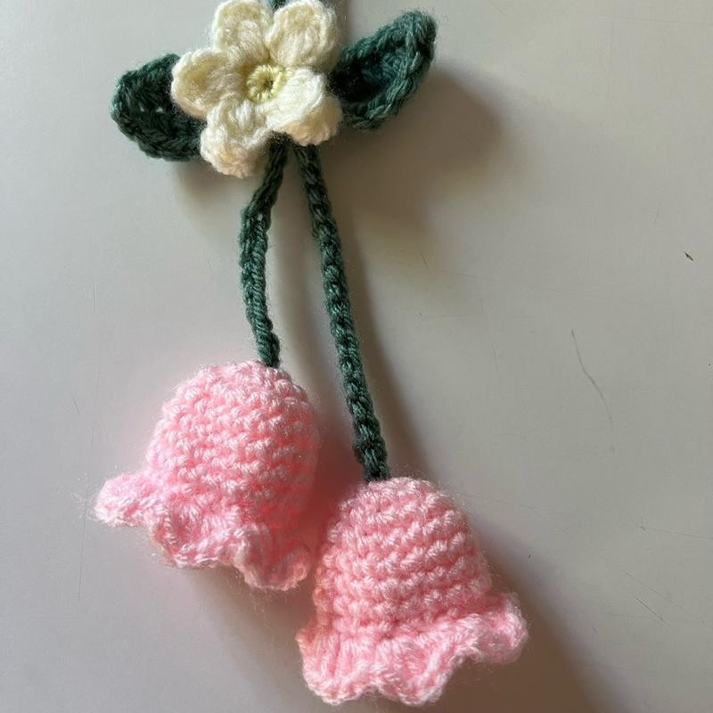 Crochet Car Accessory - Color/ Item: Red Cherry