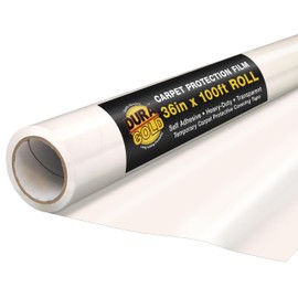 Dura-Gold Carpet Protection Film, 36-inch x 100-foot Roll, Clear Plastic Carpet Protector, Self-Adhesive Plastic for Temporary Stair, Rug, and Floor Protection