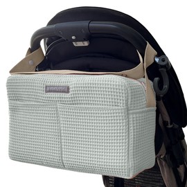 MIMUSELINA Pram Organiser with Large Capacity Pram Bag with + 7 Compartments - Changing Bag Pushchair Adjustable on the Handlebar of the Pram, mint