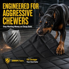 Drounphi Chew Proof Dog Crate Pad – Indestructible Durable Crate Pad for Aggressive Chewers, Quilted Washable Waterproof Tough Kennel Mat, Replacement for Cage Tray, Indoor & Outdoor, 26″×39″, Black