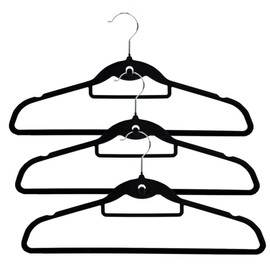 Faboer Velvet Hangers 100 Pack - Non-Slip Clothes Hangers with Tie Bar & 360° Hook - Durable & Sturdy, Space-Saving Wardrobe Organisers for Suits, Jackets & Clothes- Home Storage Solution - Black
